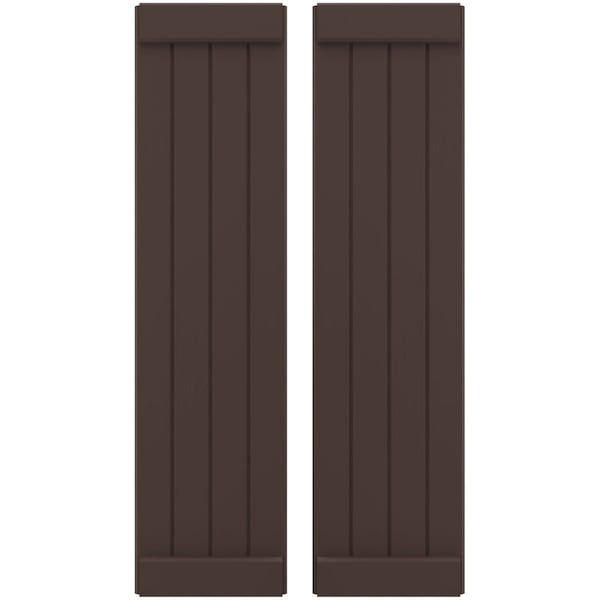 Ekena Millwork Americraft 4-Board Exterior Wood Joined Board-n-Batten Shutters w/ End Batten, ARW103BB414X52TBH, PR ARW103BB414X52TBH - main